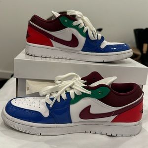 Nike women Air Jordan low top multi color design.